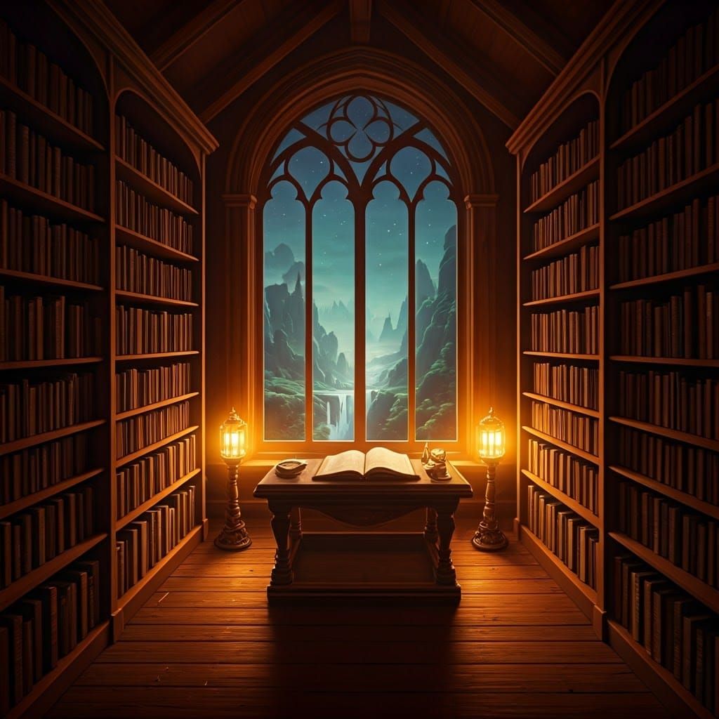 Enchanted Study in Warm, Golden Light