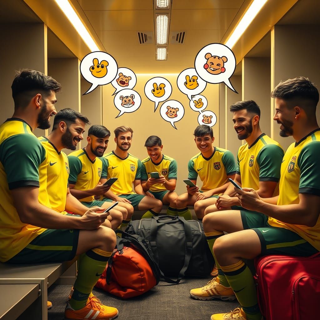 Soccer Players Share AI Images in Locker Room