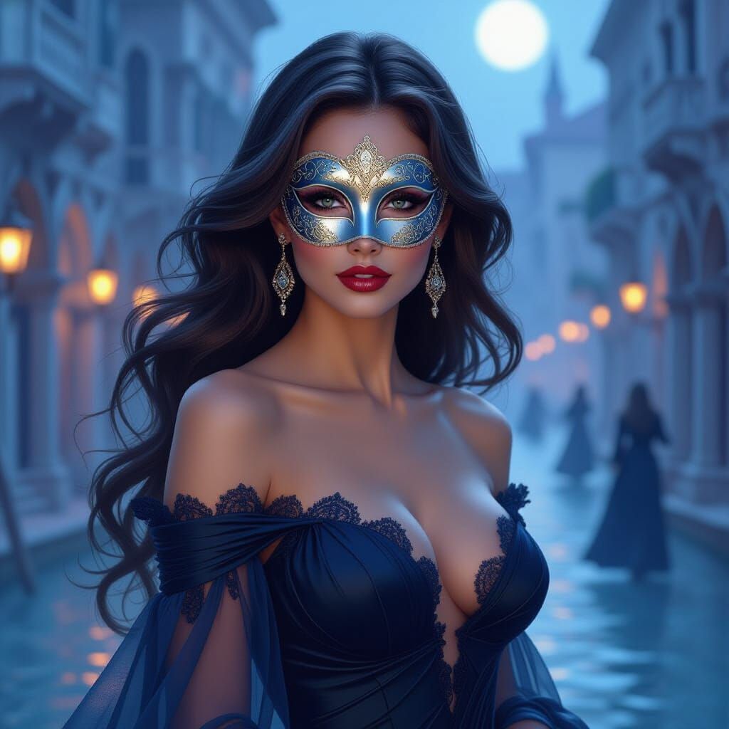 Venetian Carnival Woman in Dreamy, Luminous Style