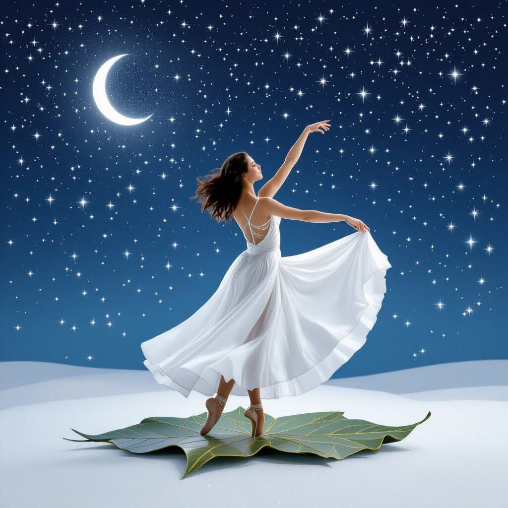 Felt Dancer Silhouette Under Starry Night