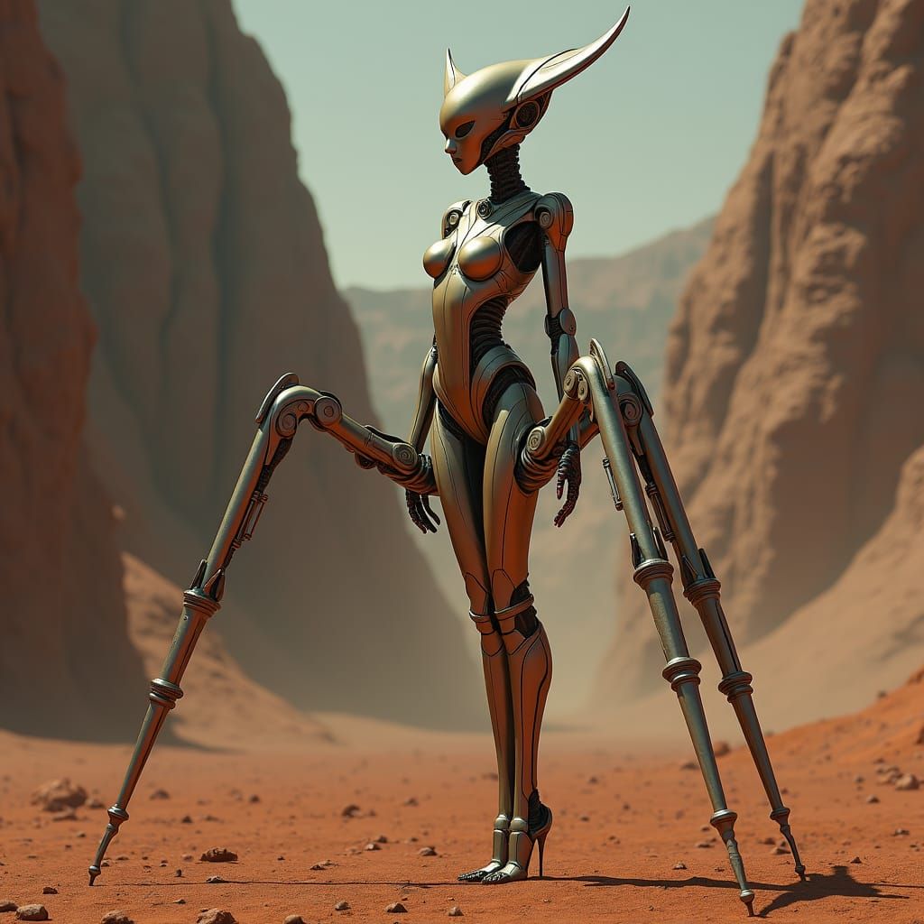 Elegant Martian Tripod in Futuristic Landscape