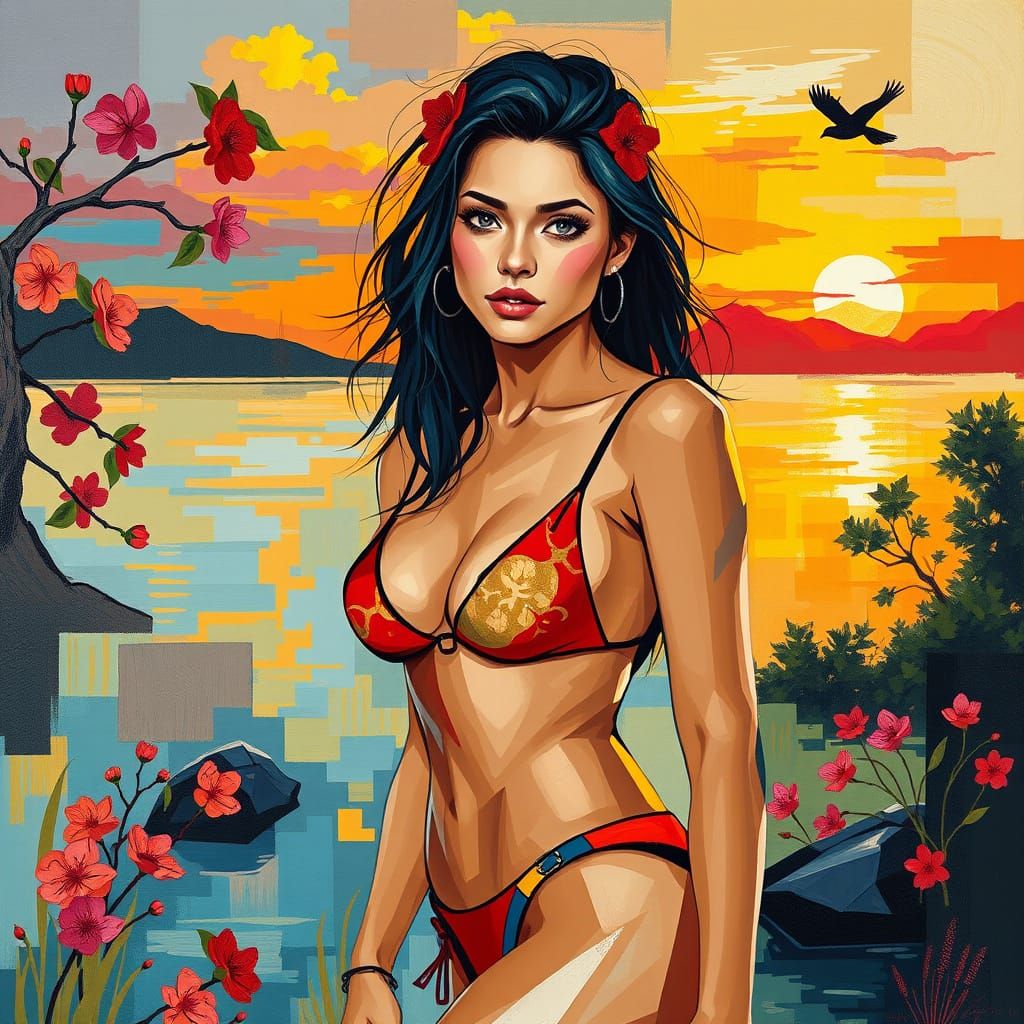 Modern Abstract Portrait of a Young Woman