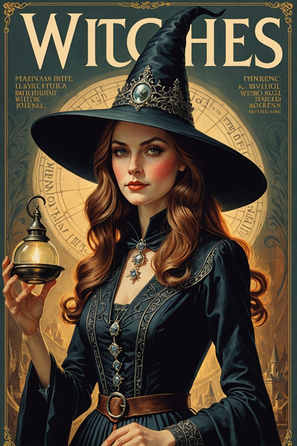 Vintage Magazine Cover Featuring Beautiful Witch Girl