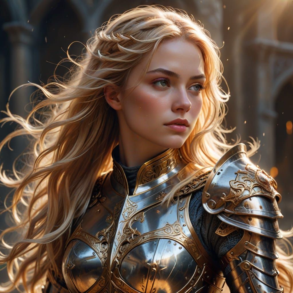 Gothic Female Knight in Shining Armor