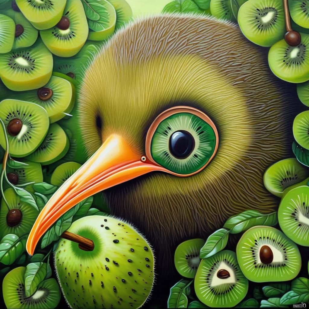 Surreal Kiwi Bird Painting Inspired by Abstract Art
