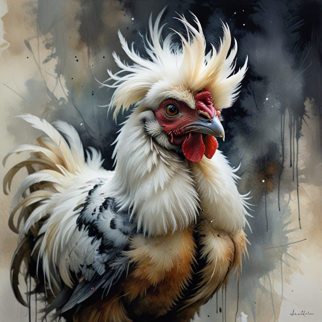 Surreal Silkie Chicken Art: Lacombe & Lovering Style
