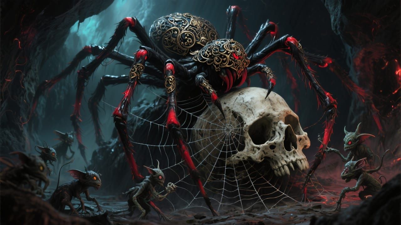 Baroque Spider Queen in Gothic Cave