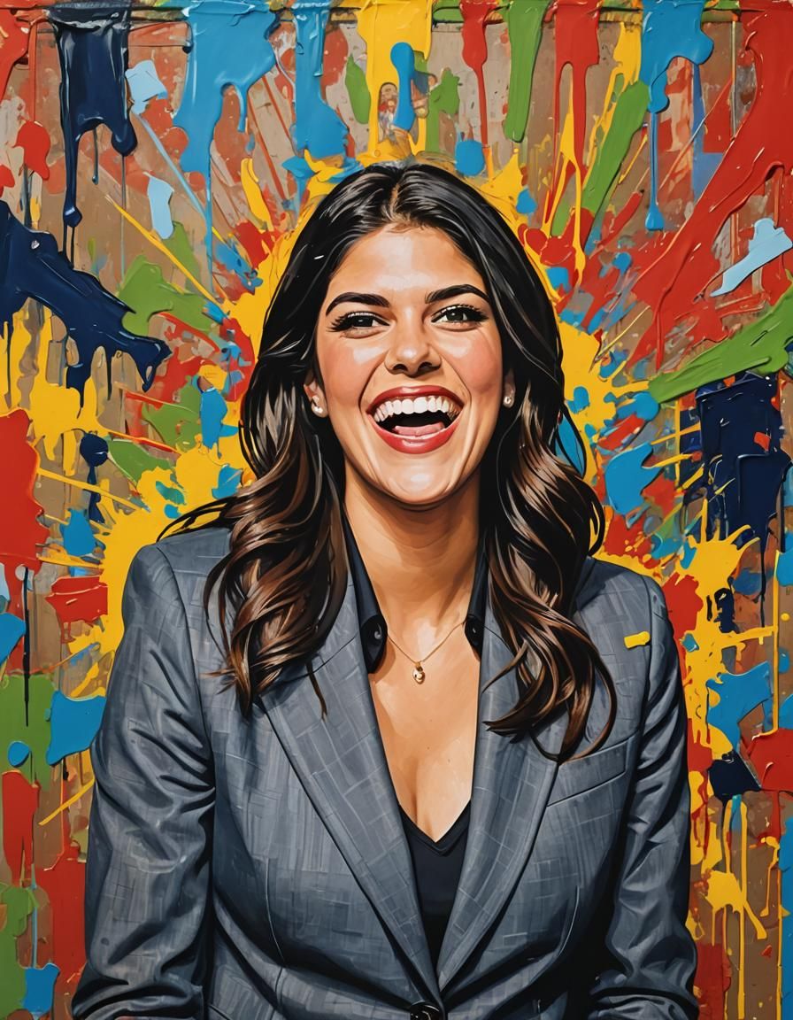 Laughing Woman Portrait in Oil Painting Style