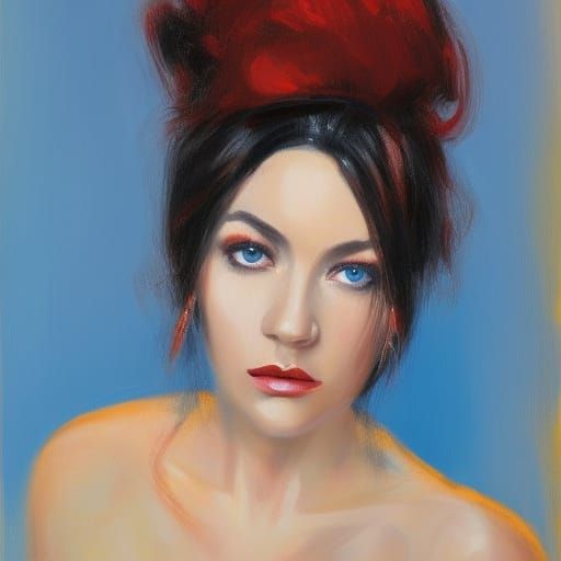 Blood Queen Portrait in Expressionist Impasto Style