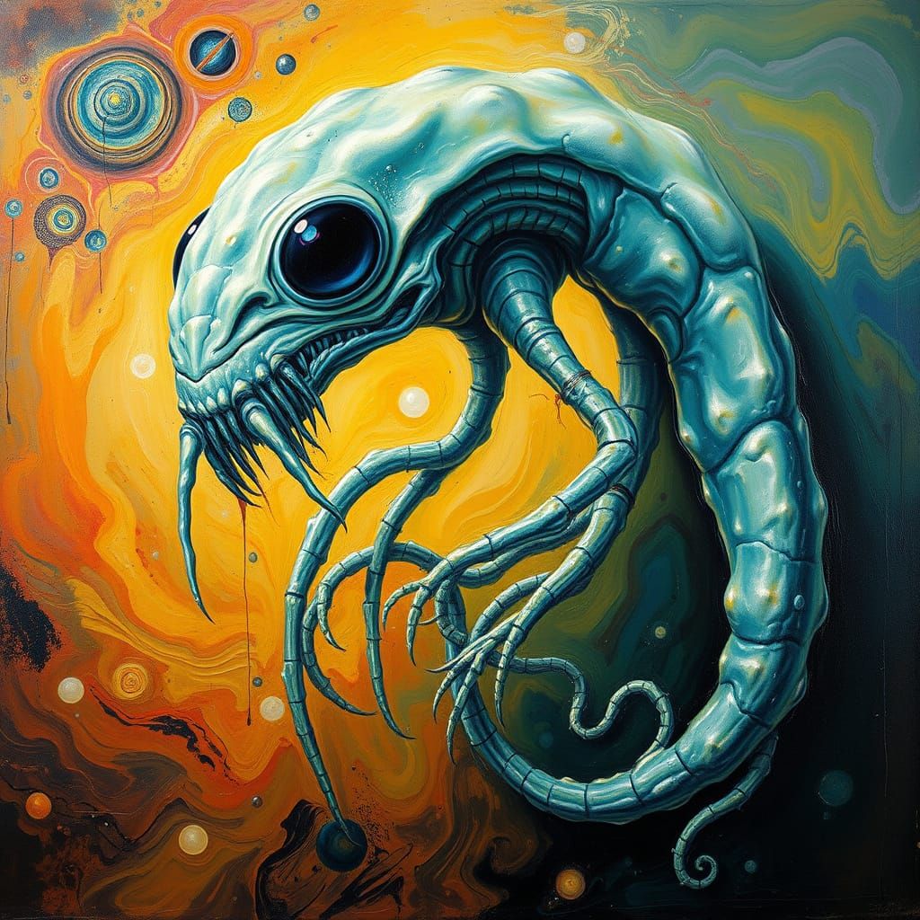 Ethereal Sci-Fi Creature in Surrealist Dreamscape