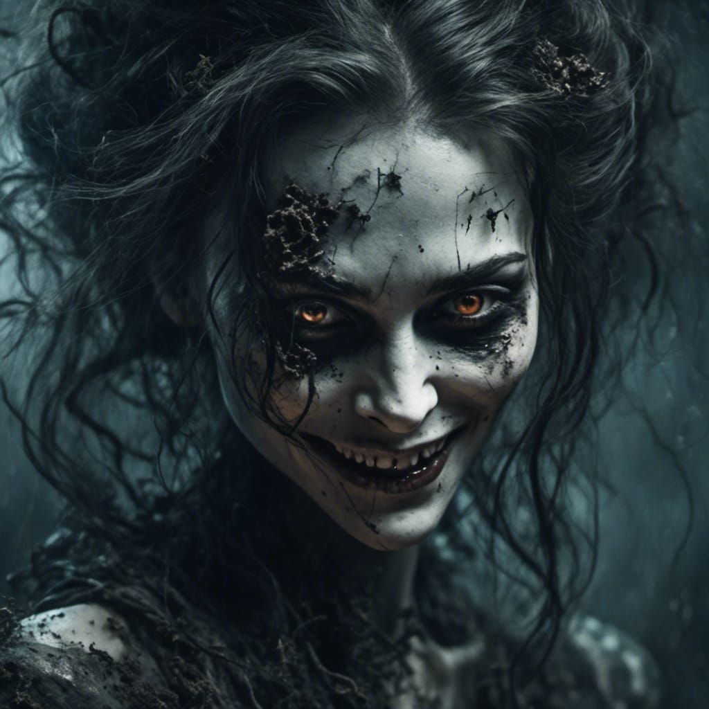 Surreal Uncanny Portrait with Sinister Smile