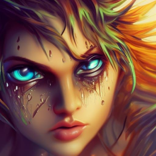 Hyperrealistic Crying Face with Dramatic Lighting