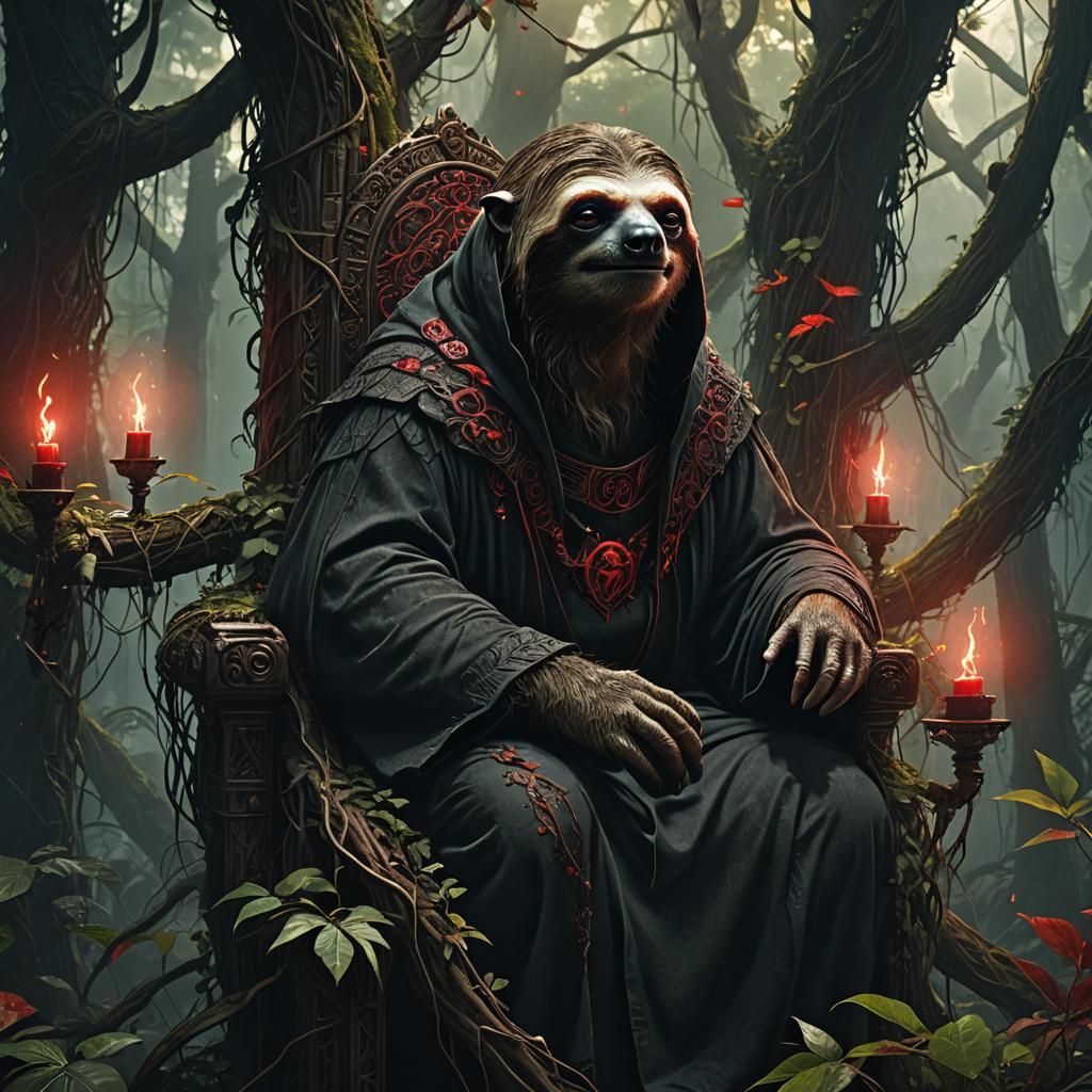 Darth Sidious Sloth on Forest Throne