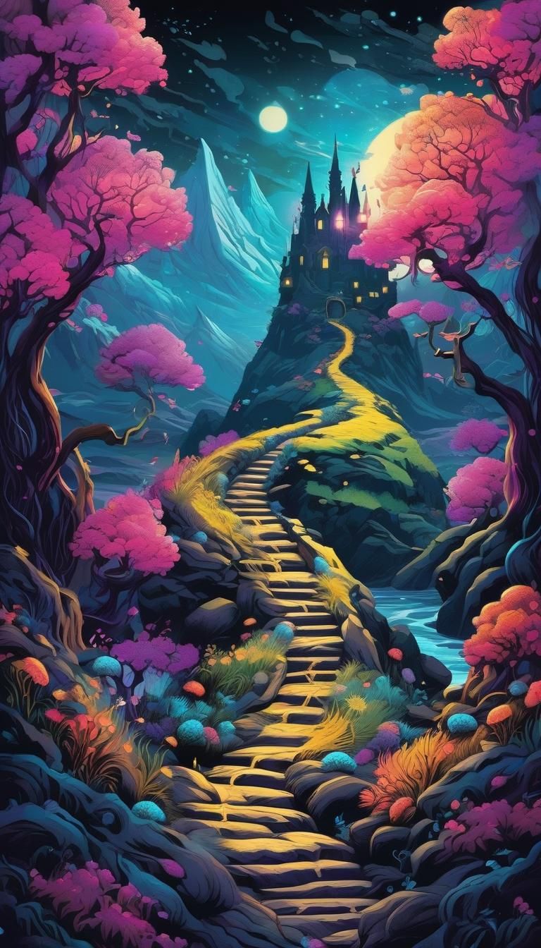 Mystic Path T-Shirt Design with Dark Magic Splash