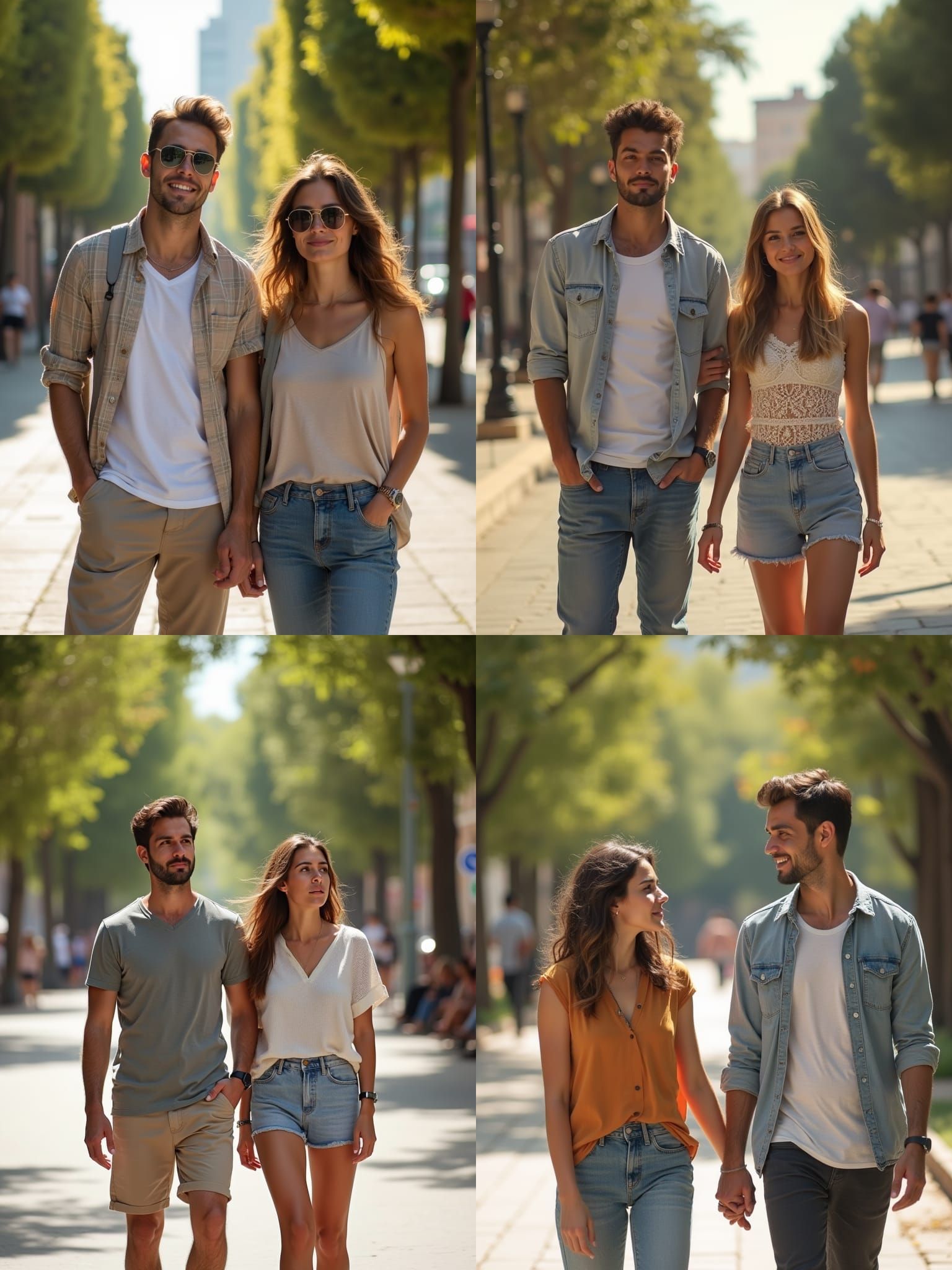 Young Spanish Couple in Mediterranean Park, DSLR Photo