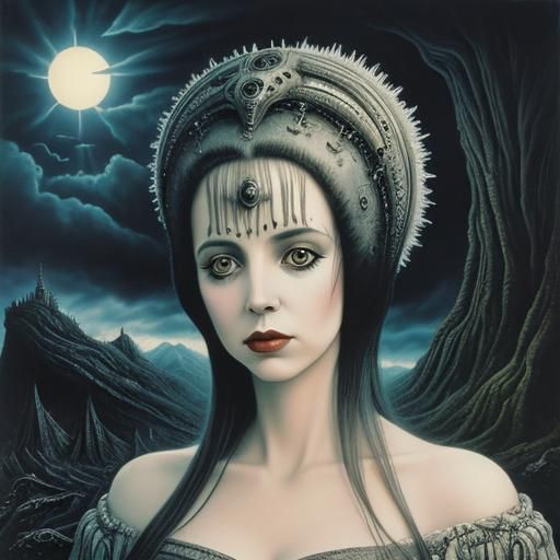 Surreal Woman Portrait in a Gothic Landscape