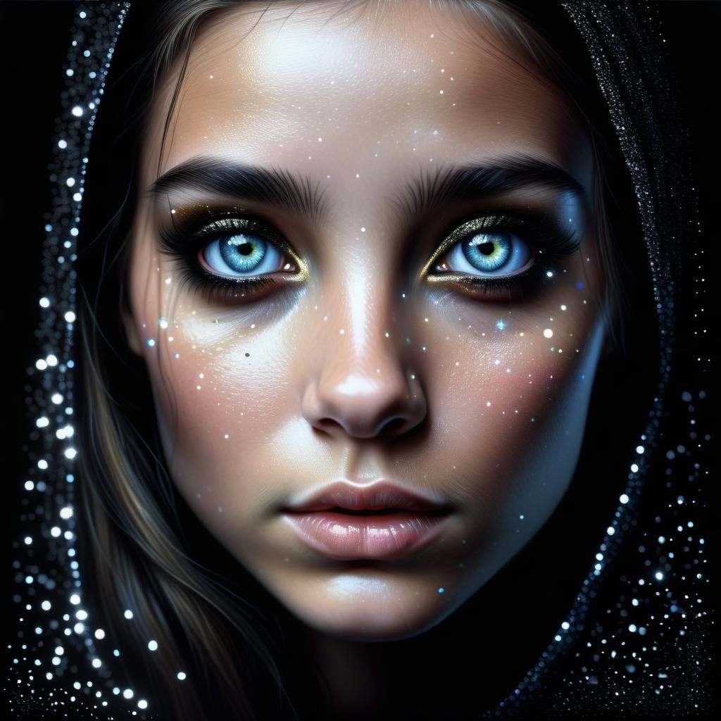 Sparkling Eyes Portrait in Hyperrealistic Style