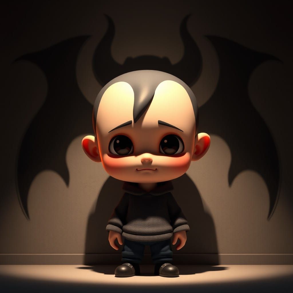 Chibi Devil Silhouette: Shy Boy's Dark Shadow