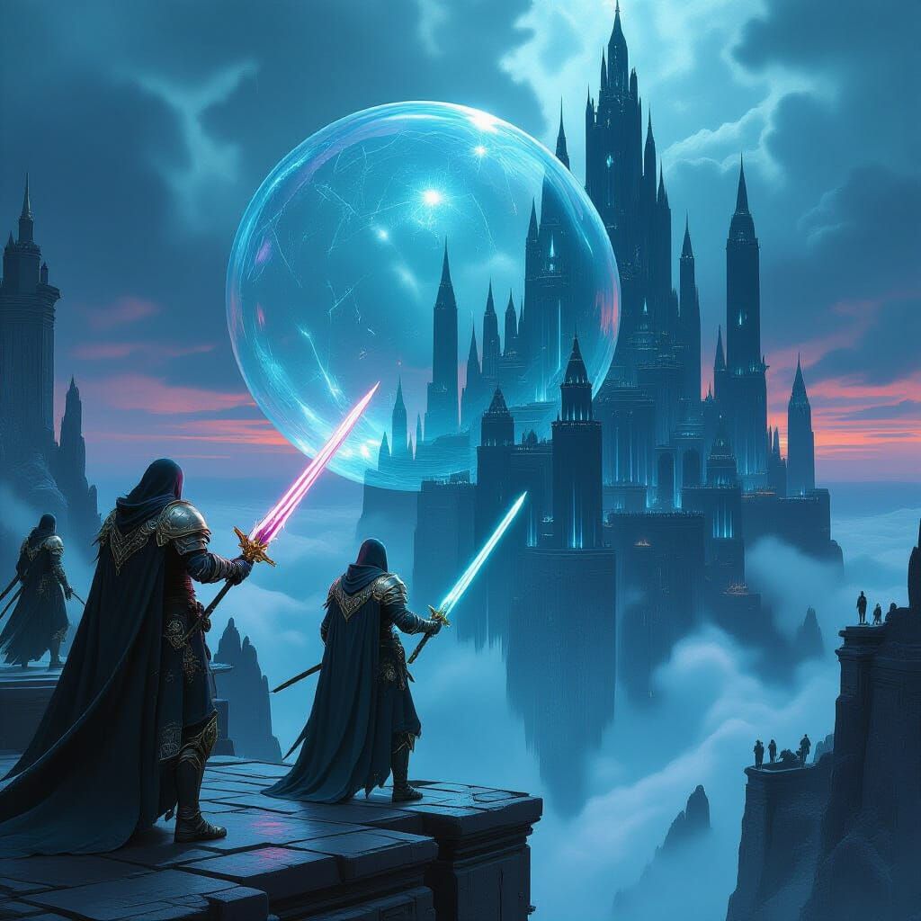 Majestic Warriors Defend Floating Crystal City