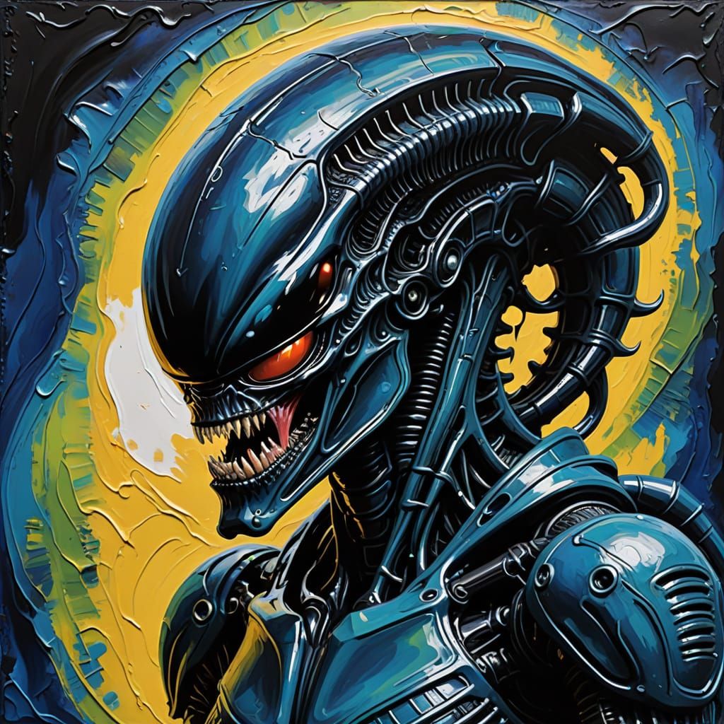 Xenomorph Impasto Painting: Abstract & Stylized