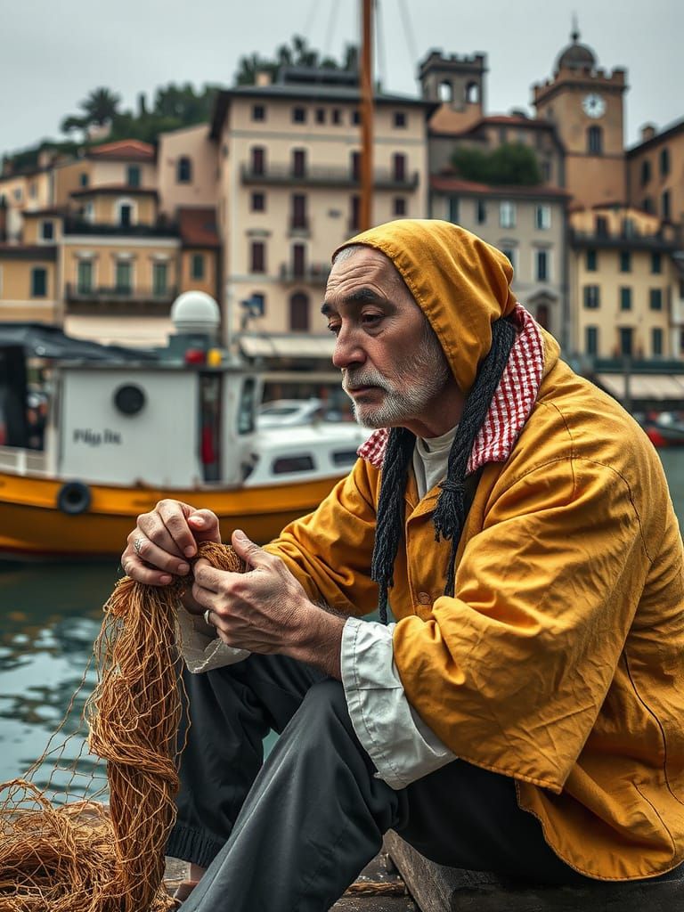 Sad Sailor Man in Muddy Portofino