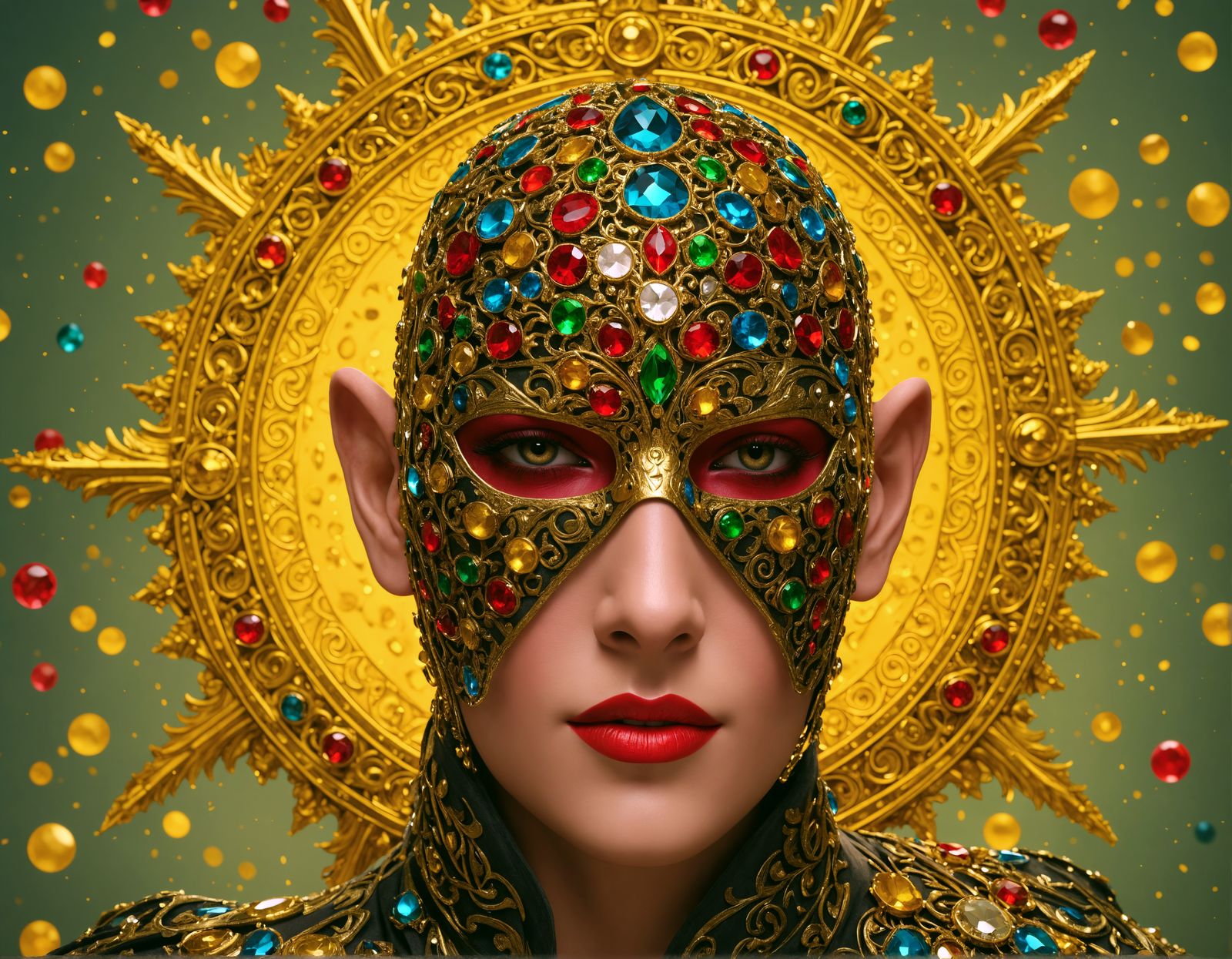 Ornate Red Mask with Jewels