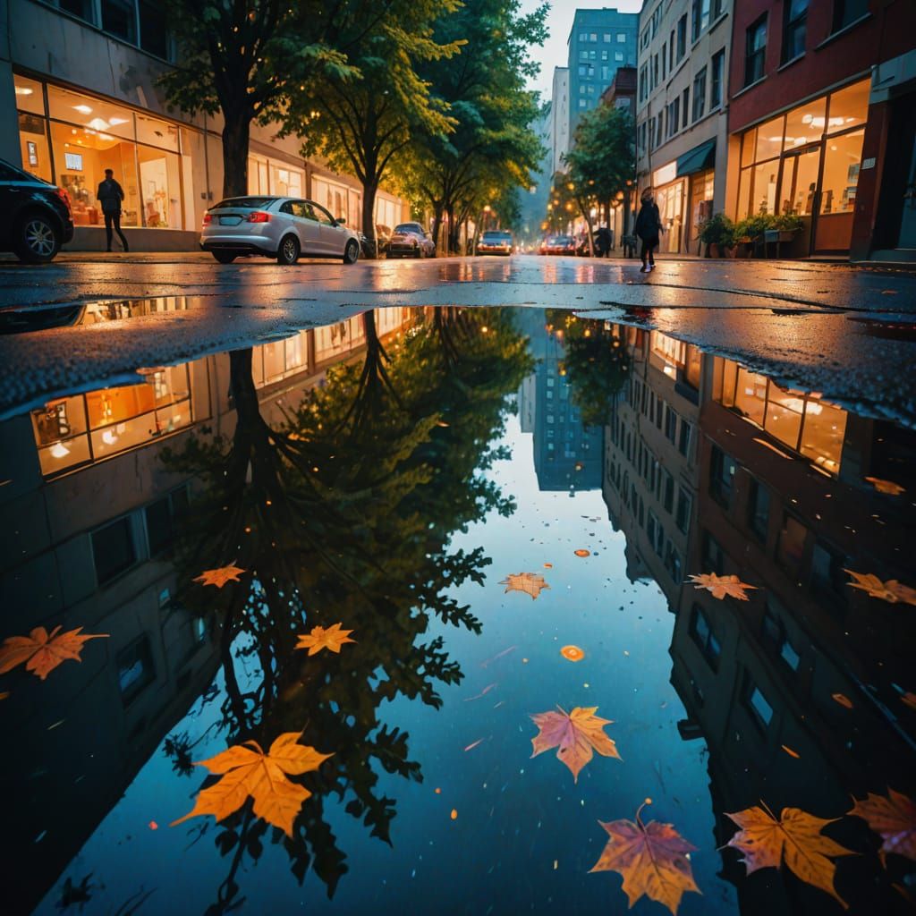 Surreal Puddle Reflects a Hidden Figure in Impressionistic S...