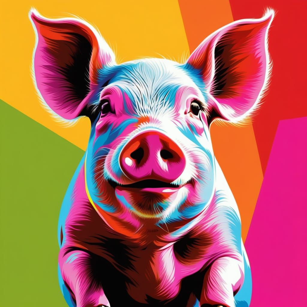 Stunning Pop Art Pig in Flashy Style