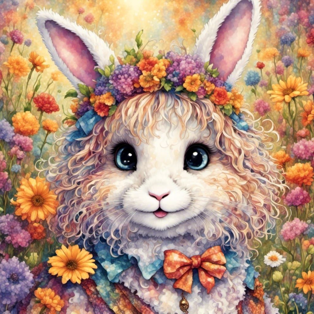 Cute curly haired bunny