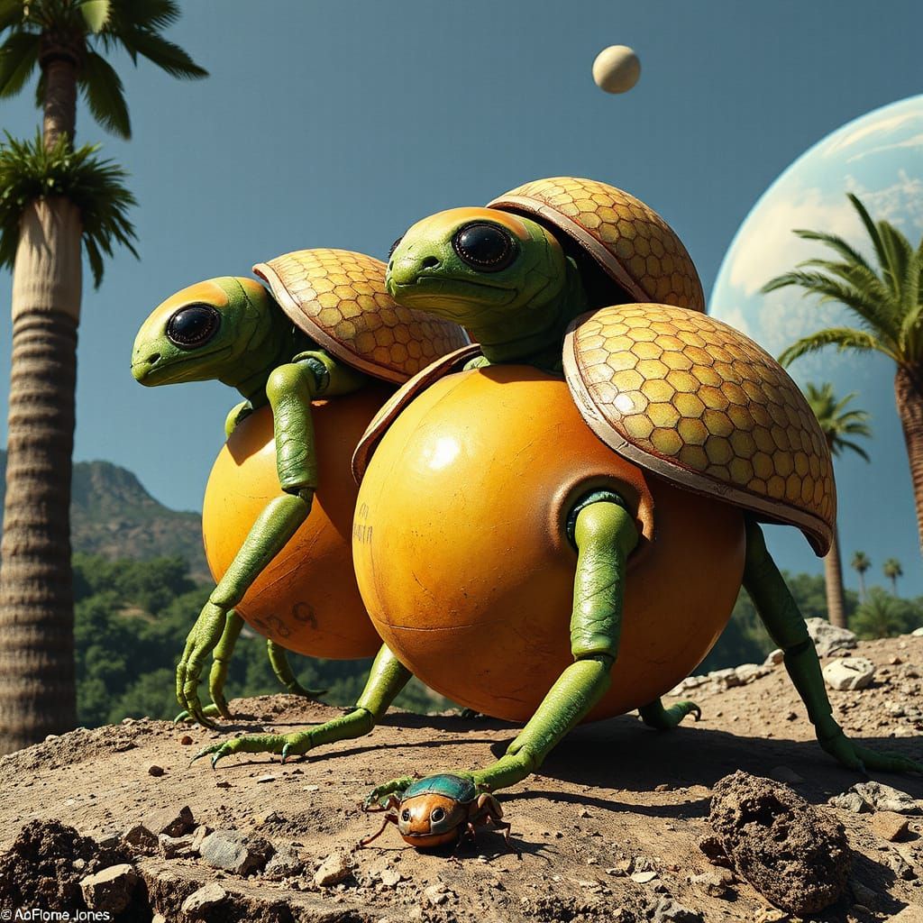 Coconut Creatures on Alien Exoplanet: Sci-Fi Art