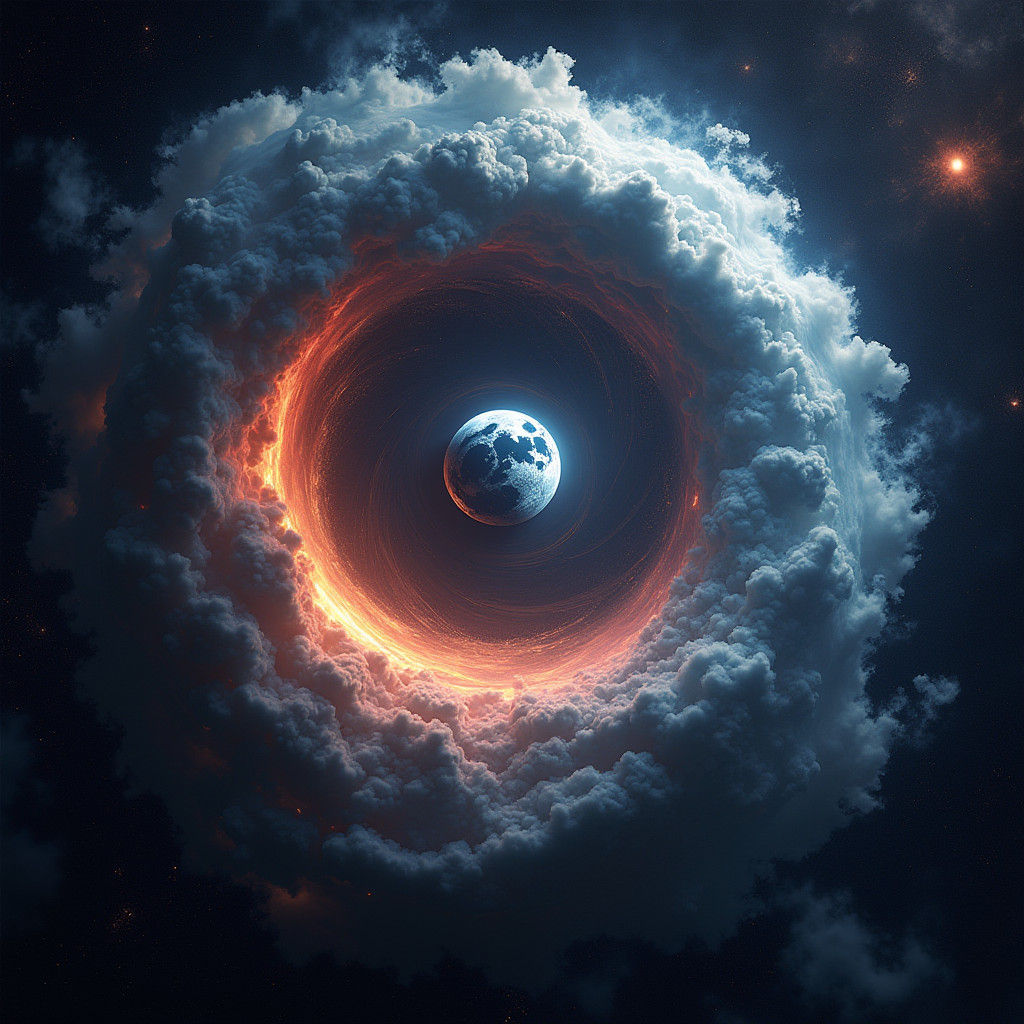 Earth and Moon in Chromostereopsis Cosmic Art