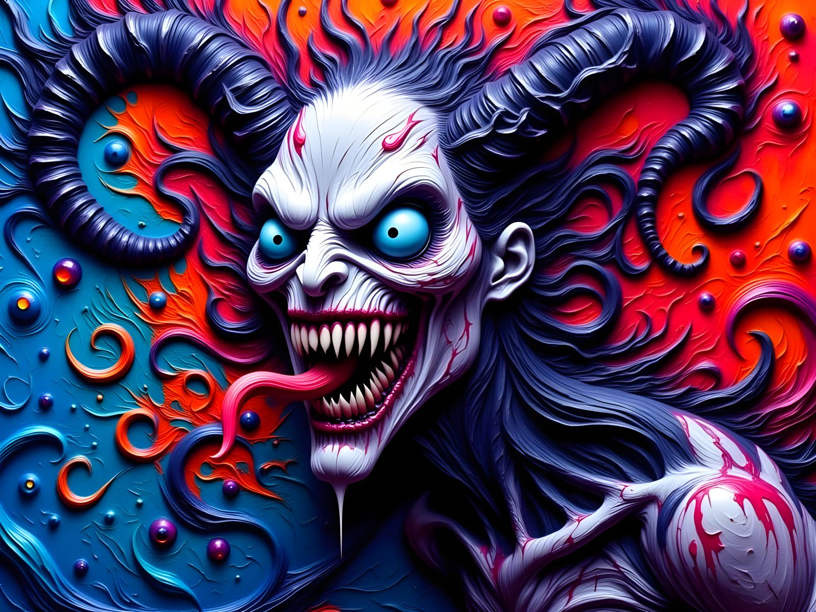 Cyberpunk Demon in a 3D Oil Painting