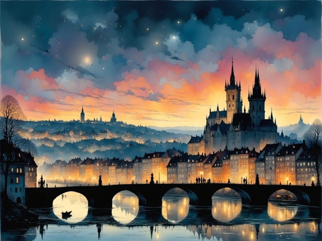 Prague at Dusk: Evocative Evening Cityscape