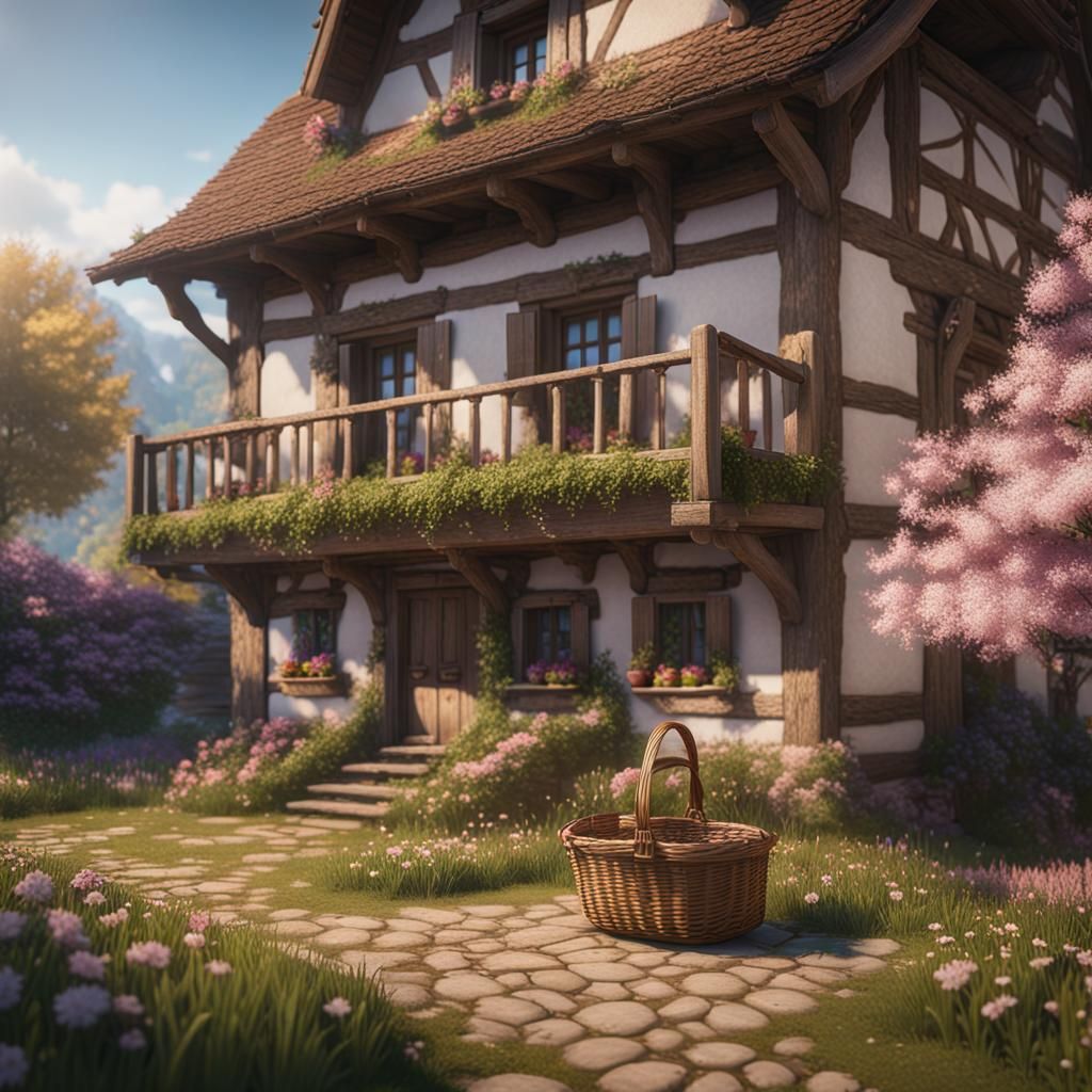 Alsatian House in Spring: 3D Game Cinematic Render