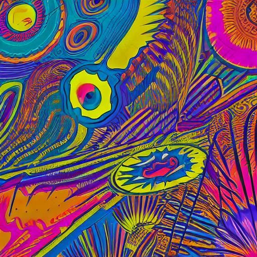 Psychedelic Rock Band Art in Retro Style