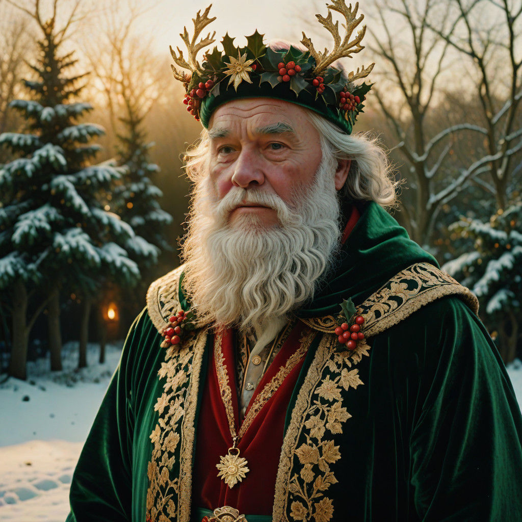 English Grandfather Christmas in Warm Winter Wonderland