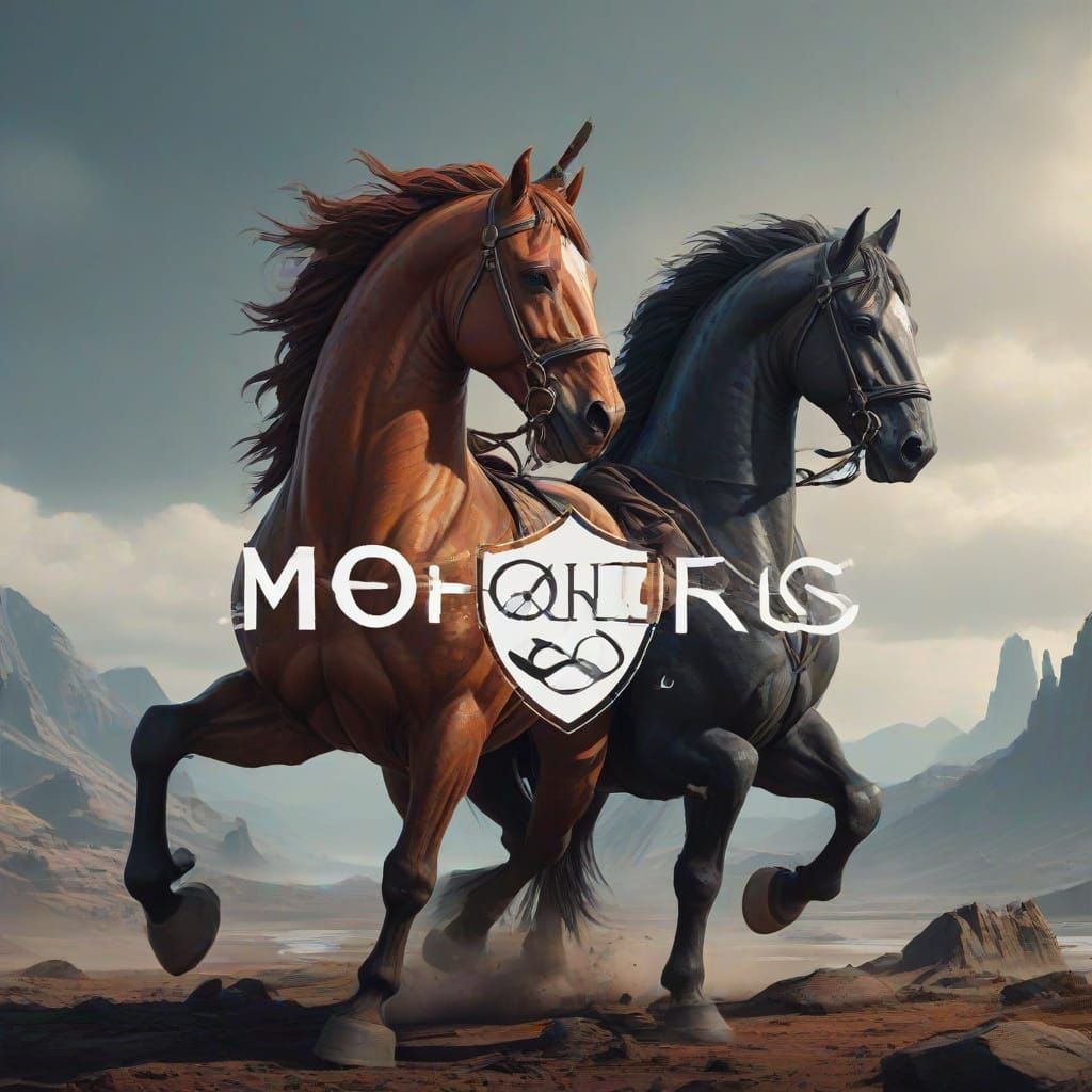 Epic Trojan Horses Logo in Ancient Greek Style with Modern T...