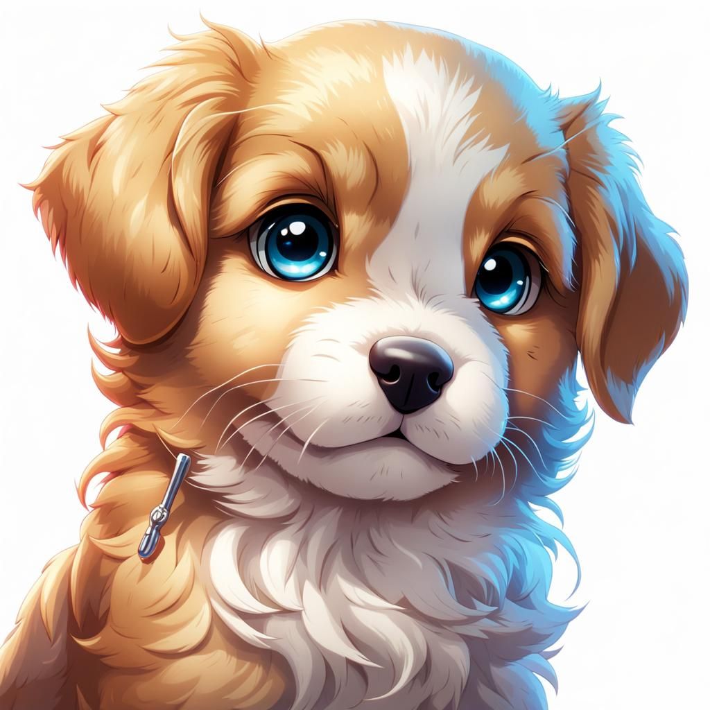 Emotional Puppy Waving Goodbye in Anime Style