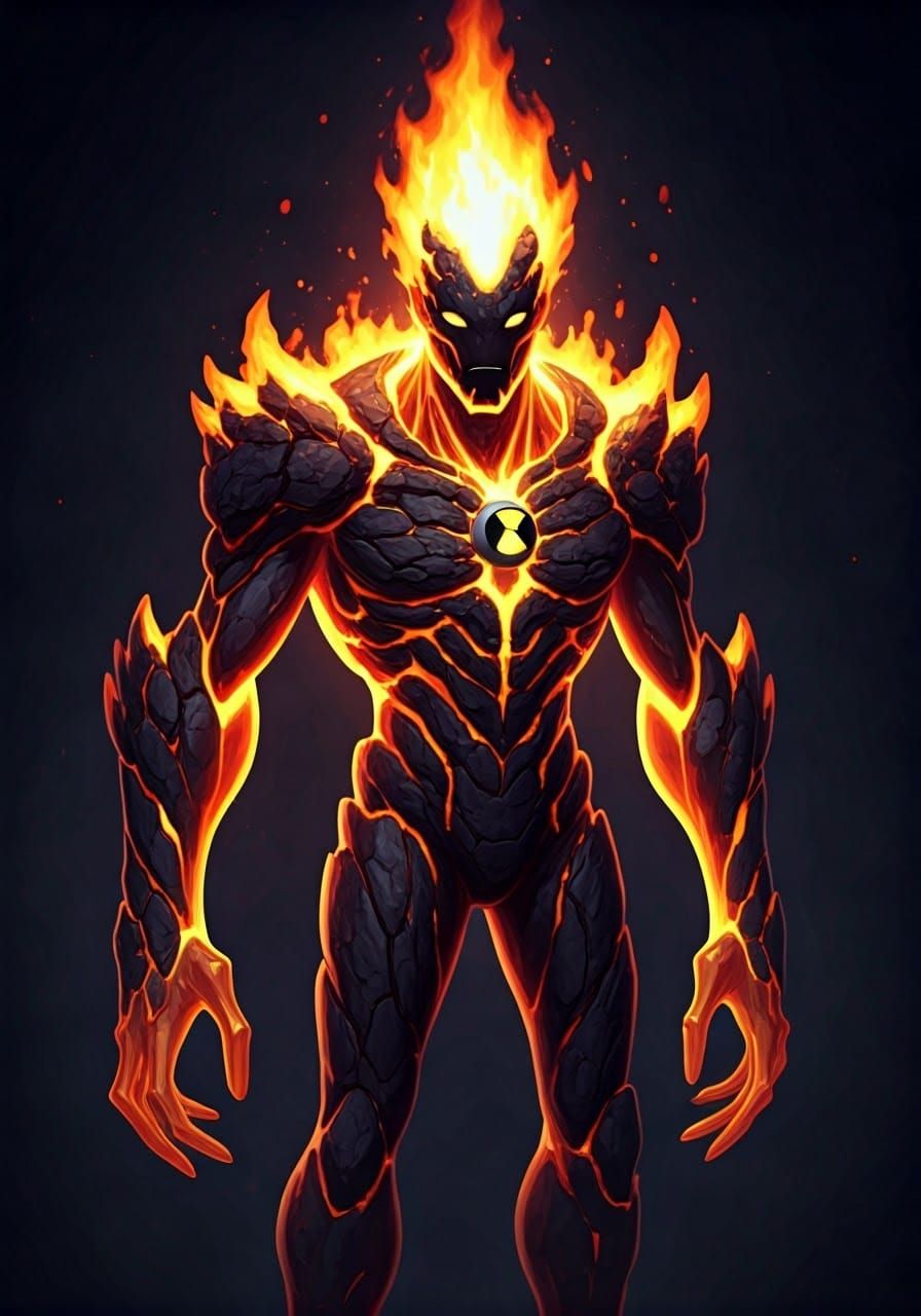 Realistic Drawing of a Humanoid Fire Being