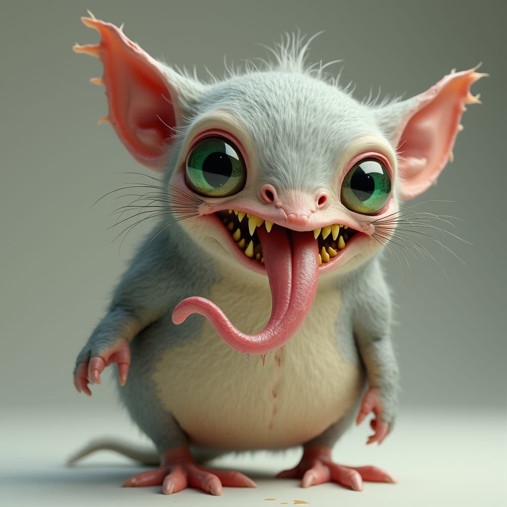 Adorable Ugly Creature with Mismatched Eyes