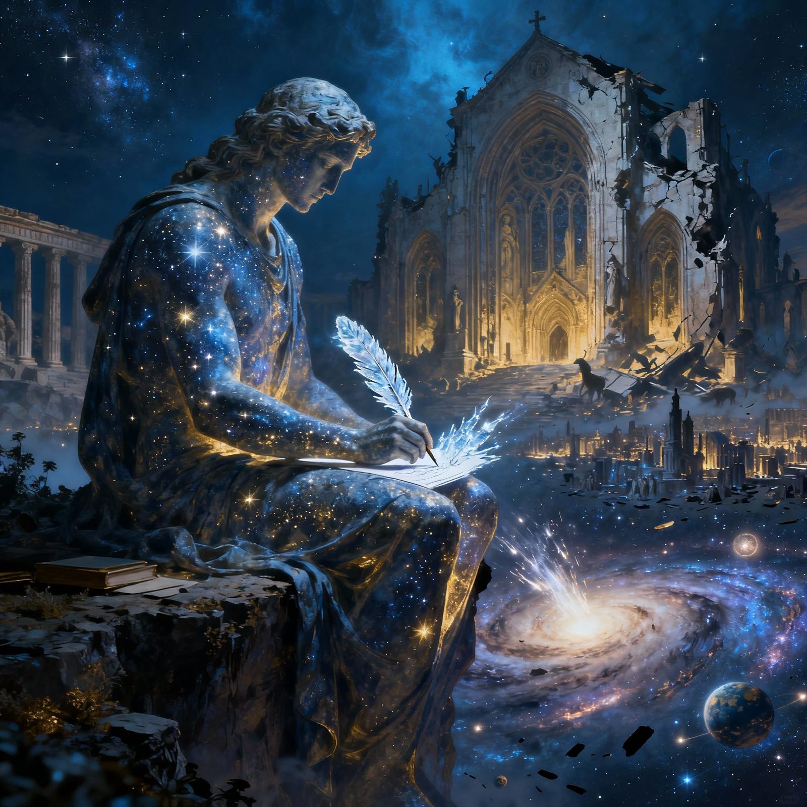 Cosmic Architect Creates Worlds in Dying Galaxy