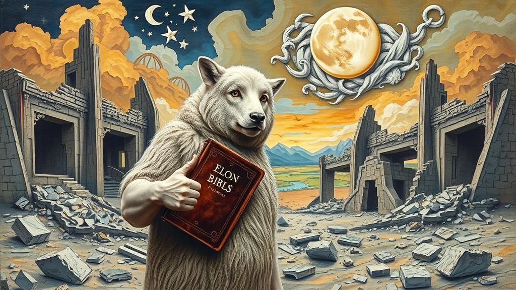 Surreal Wolf in Sheep's Clothing: Dystopian Heavy Metal Art