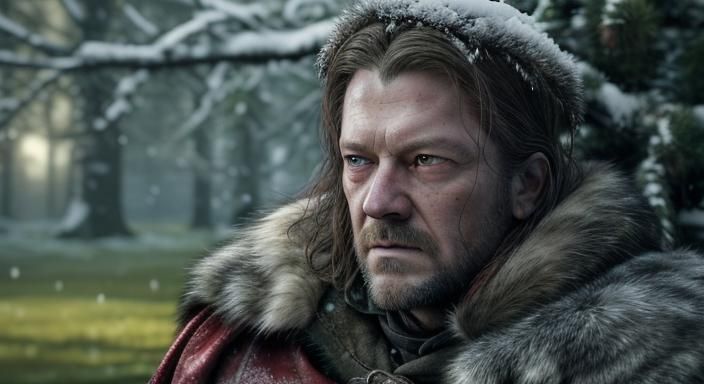 Ned Stark Kneels Before the Heart Tree