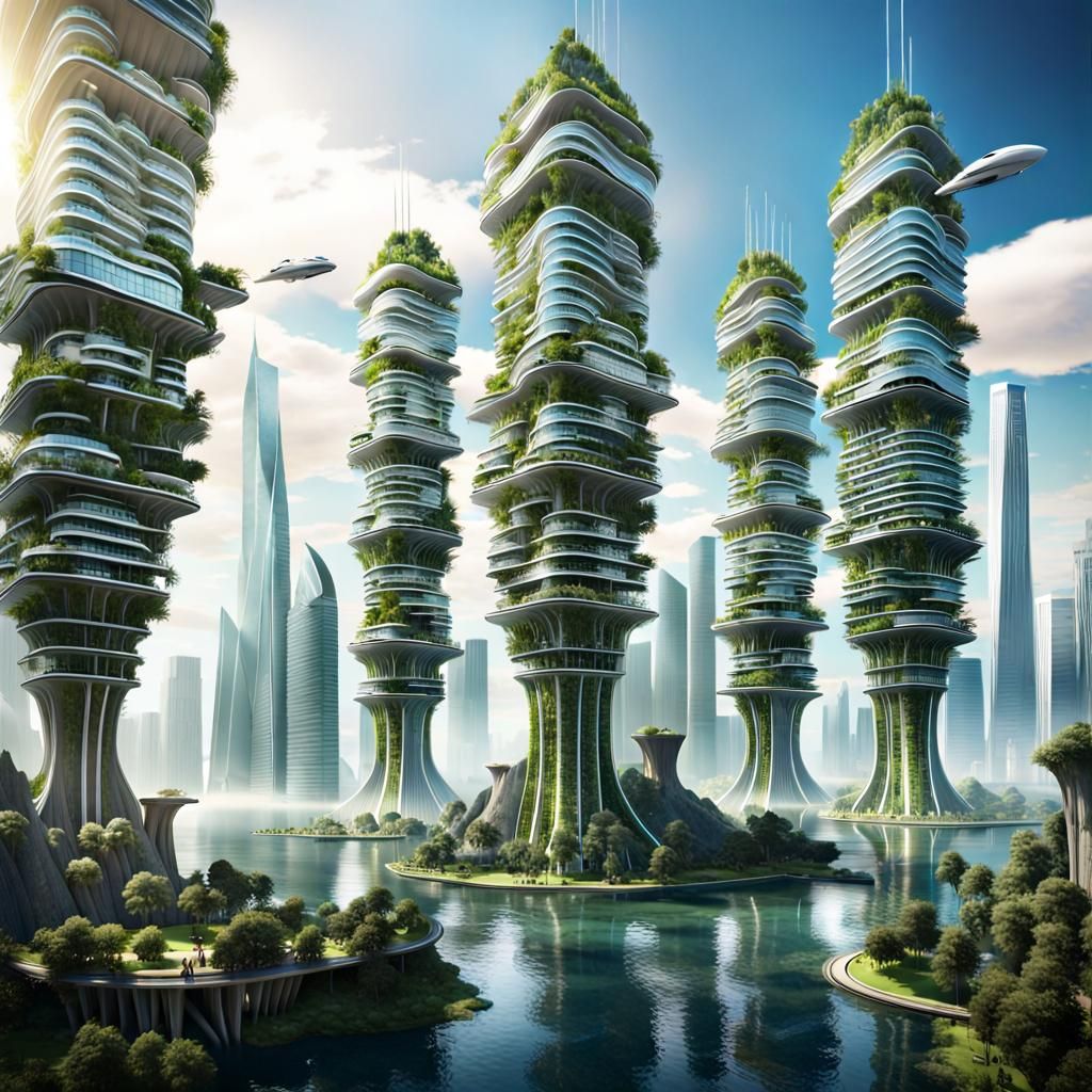 Futuristic Floating City of Wonder and Harmony