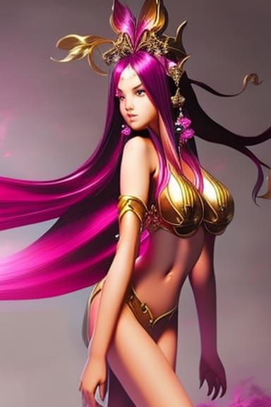 Magenta Fairy Ascending in Hyperrealistic Style