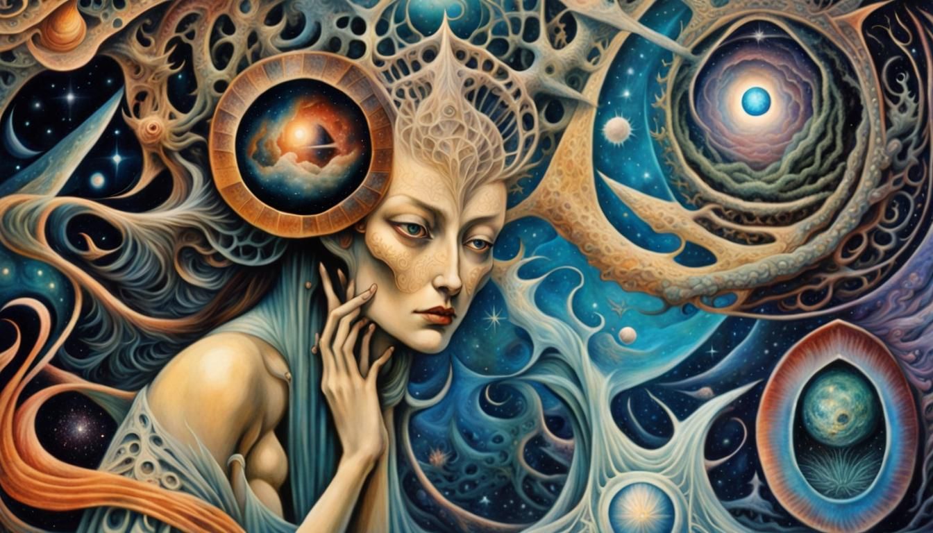 Lost Soul in Surreal Cosmic Dreamscape