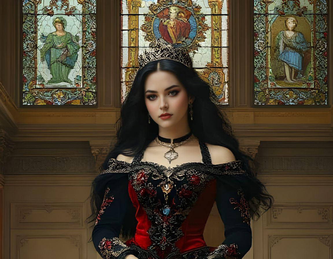 Elegant Gothic Princess in Grand Royal Attire