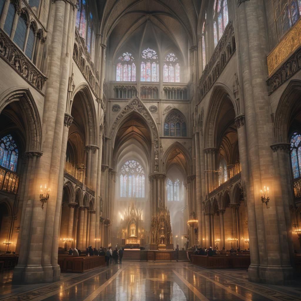 Notre Dame Cathedral in Misty Parisian Morning Light