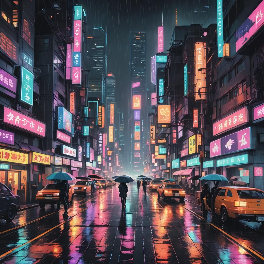 Cyberpunk Cityscape in Retro Pixel Art Style