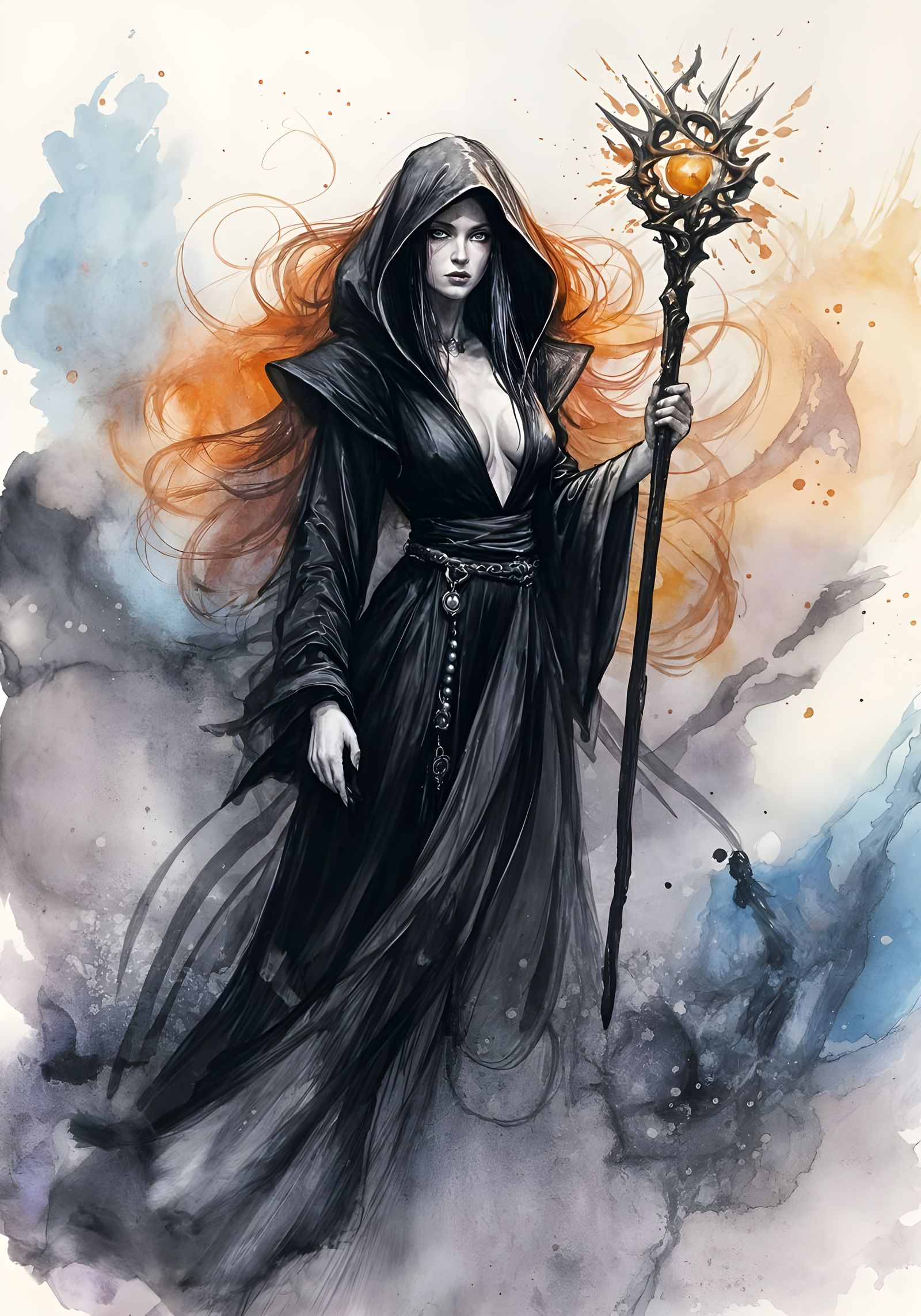 Circean Enchantress in Dark Fantasy Ink Drawing